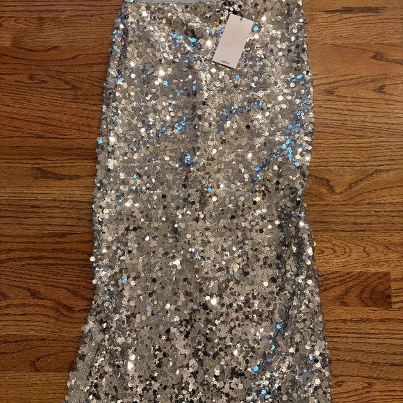 Mango Silver Sequin Midi Skirt - NWT - Picture 1 of 3